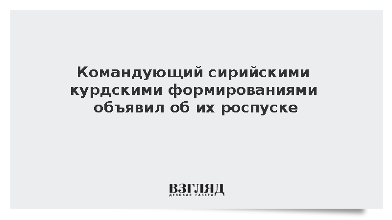 Командующий сирийскими курдскими формированиями объявил об их роспуске