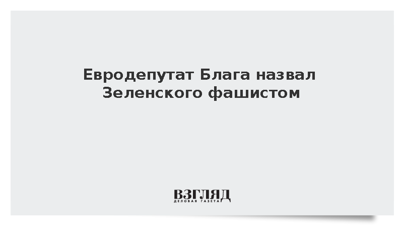 Евродепутат Блага назвал Зеленского фашистом