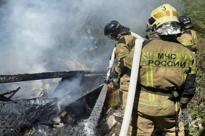 В Орле при пожаре выгорела деревянная постройка