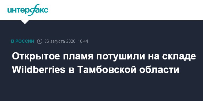 Открытое пламя потушили на складе Wildberries в Тамбовской области