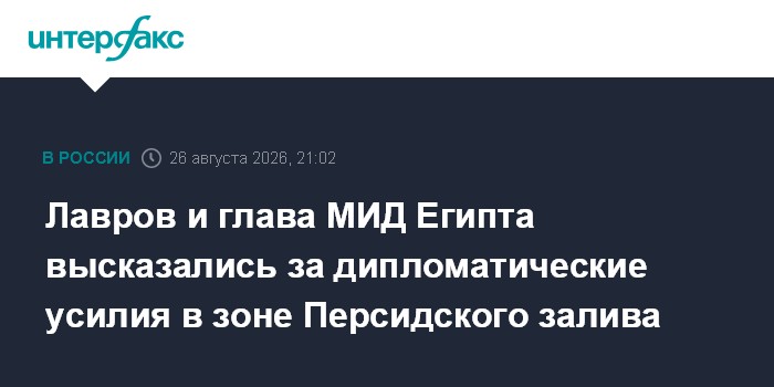 Лавров и глава МИД Египта высказались за дипломатические усилия в зоне Персидского залива