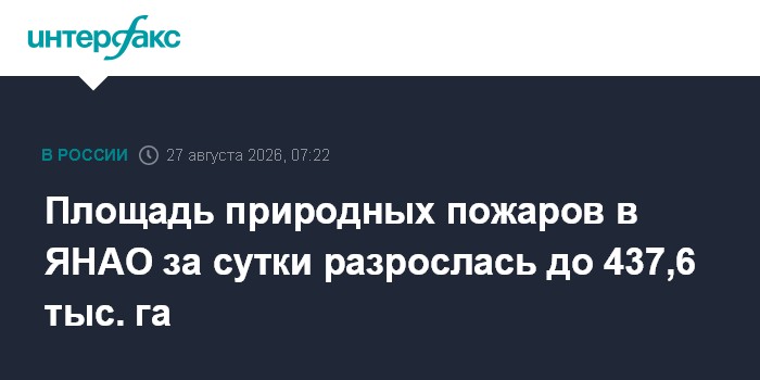 Площадь природных пожаров в ЯНАО за сутки разрослась до 437,6 тыс. га