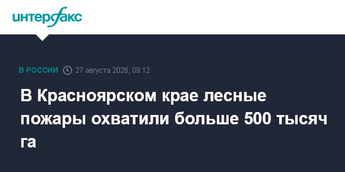 В Красноярском крае лесные пожары охватили больше 500 тысяч га