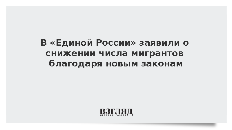 В «Единой России» заявили о снижении числа мигрантов благодаря новым законам