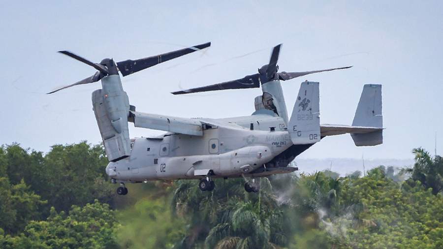 Американский конвертоплан Osprey совершил экстренную посадку на базе в Японии
