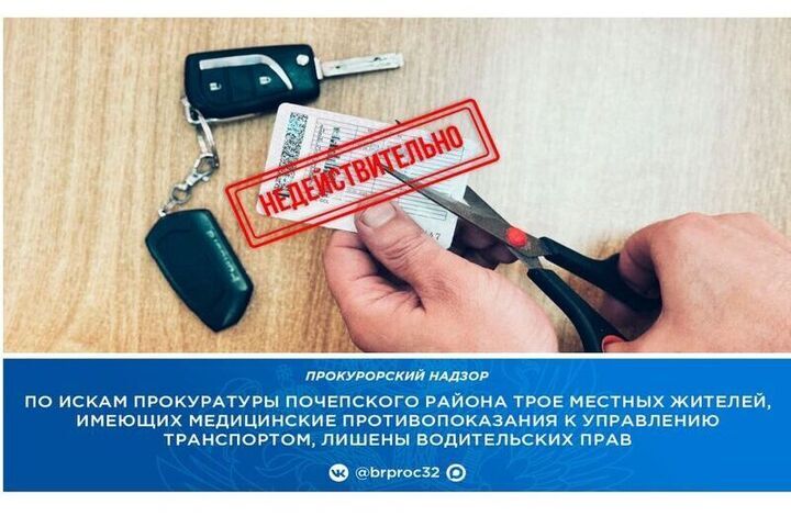 Прокуратура добилась лишения прав для трех жителей Почепа по медицинским показаниям