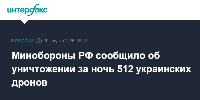 Минобороны РФ сообщило об уничтожении за ночь 512 украинских дронов