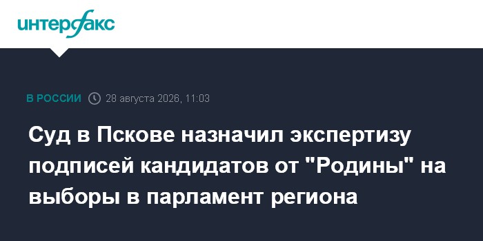 Суд в Пскове назначил экспертизу подписей кандидатов от "Родины" на выборы в парламент региона