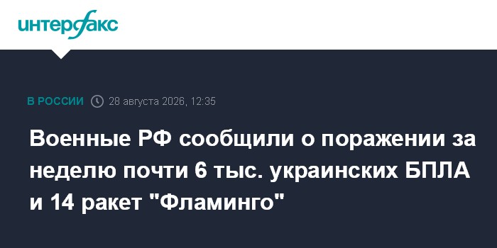 Военные РФ сообщили о поражении за неделю почти 6 тыс. украинских БПЛА и 14 ракет "Фламинго"