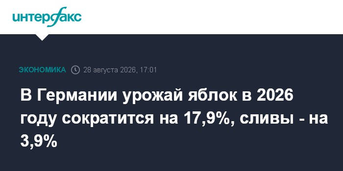 В Германии урожай яблок в 2026 году сократится на 17,9%, сливы - на 3,9%