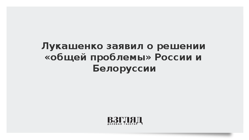 Лукашенко: Россия и Белоруссия решат общую проблему на юго-западных рубежах