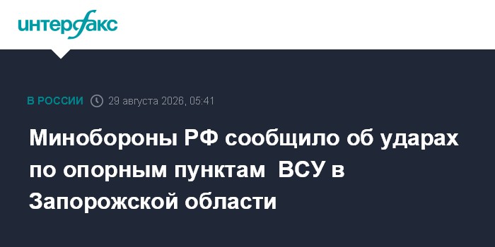 Минобороны РФ сообщило об ударах по опорным пунктам ВСУ в Запорожской области