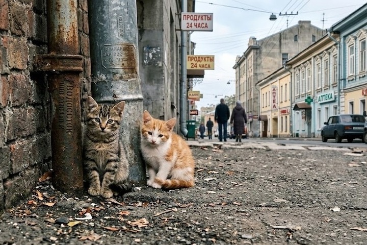 Двух котят спасли из трубы в воронежском микрорайоне Шилово