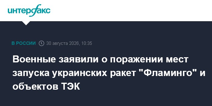 Военные заявили о поражении мест запуска украинских ракет "Фламинго" и объектов ТЭК