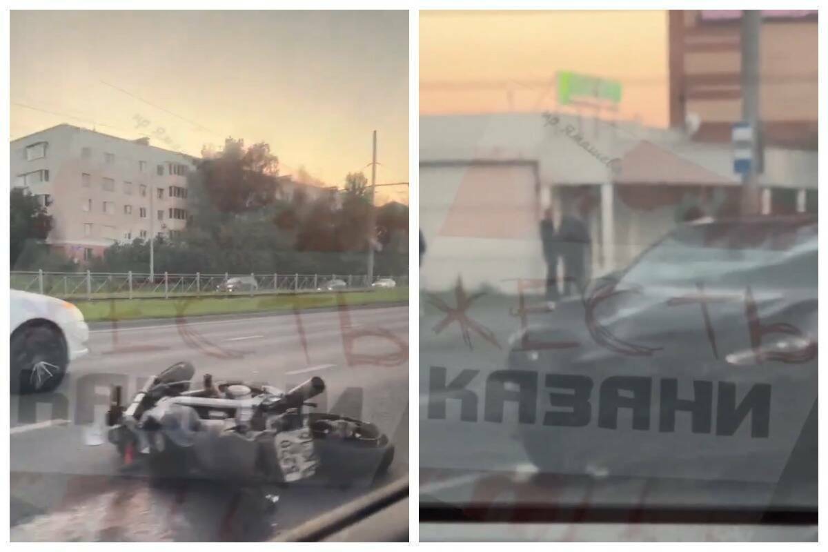 Курьер-мотоциклист тяжело травмирован в ДТП с Mazda в Казани
