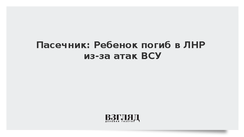 Пасечник: Ребенок погиб в ЛНР из-за атак ВСУ