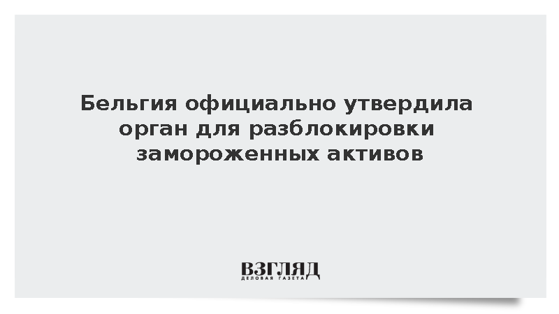 Бельгия официально утвердила орган для разблокировки замороженных активов