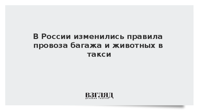 В России изменились правила провоза багажа и животных в такси