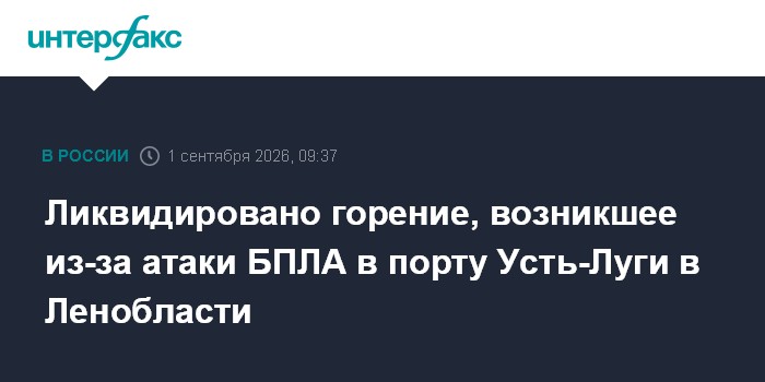 Ликвидировано горение, возникшее из-за атаки БПЛА в порту Усть-Луги в Ленобласти