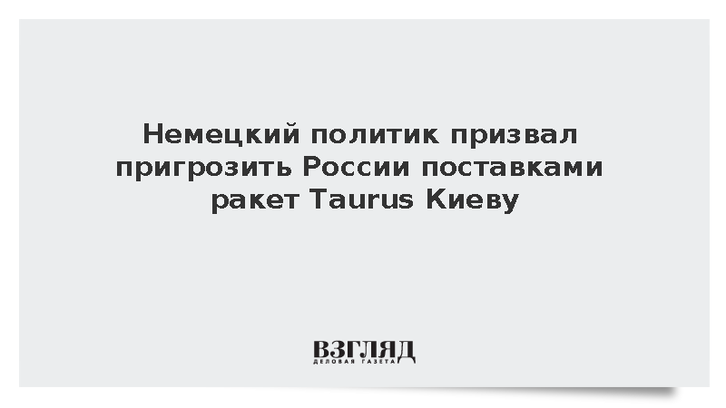 Немецкий политик Кубицки призвал пригрозить России передачей Taurus Украине