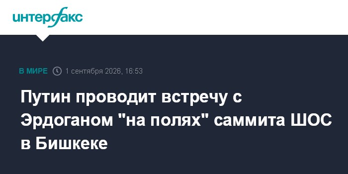 Путин проводит встречу с Эрдоганом "на полях" саммита ШОС в Бишкеке