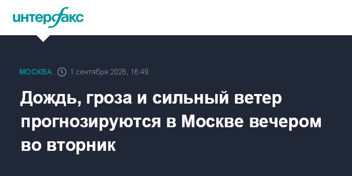 Дождь, гроза и сильный ветер прогнозируются в Москве вечером во вторник