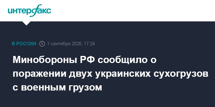 Минобороны РФ сообщило о поражении двух украинских сухогрузов с военным грузом