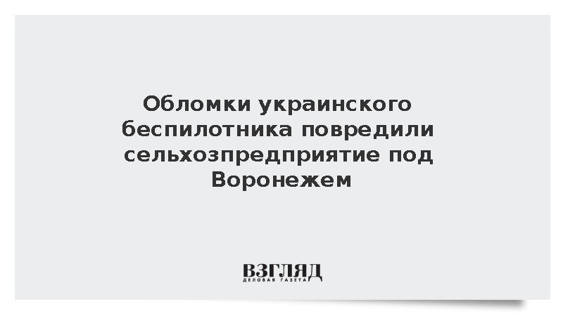 Обломки украинского беспилотника повредили сельхозпредприятие под Воронежем
