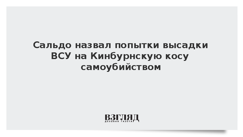 Сальдо назвал попытки высадки ВСУ на Кинбурнскую косу самоубийством