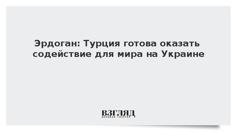 Эрдоган: Турция готова оказать содействие для мира на Украине