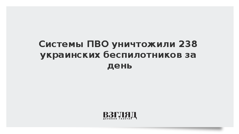 Минобороны: Системы ПВО уничтожили 238 украинских беспилотников за день