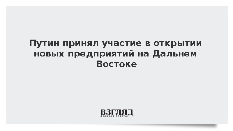 Путин принял участие в открытии новых предприятий на Дальнем Востоке