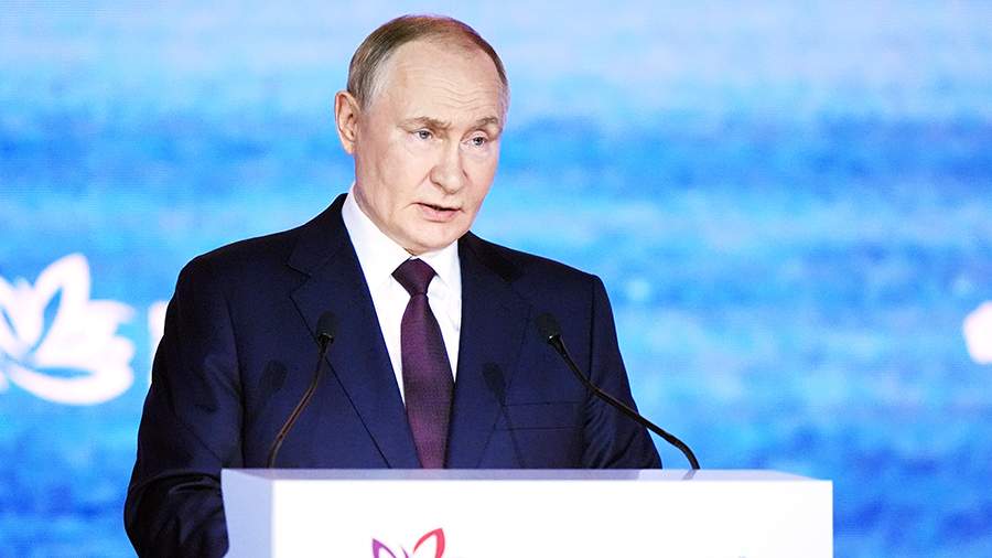Владимир Путин выступает на пленарной сессии ВЭФ
