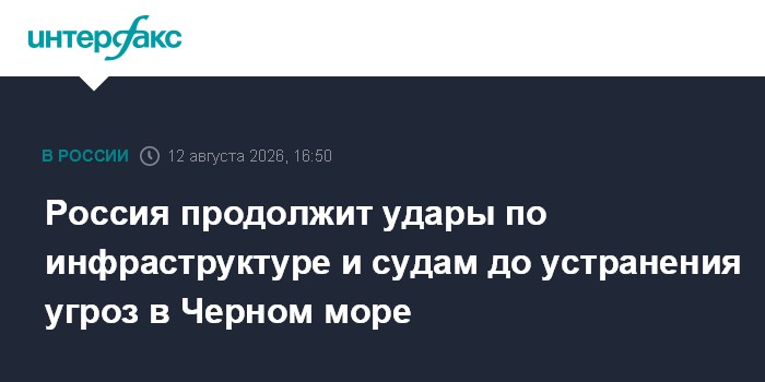 Россия продолжит удары по инфраструктуре и судам до устранения угроз в Черном море