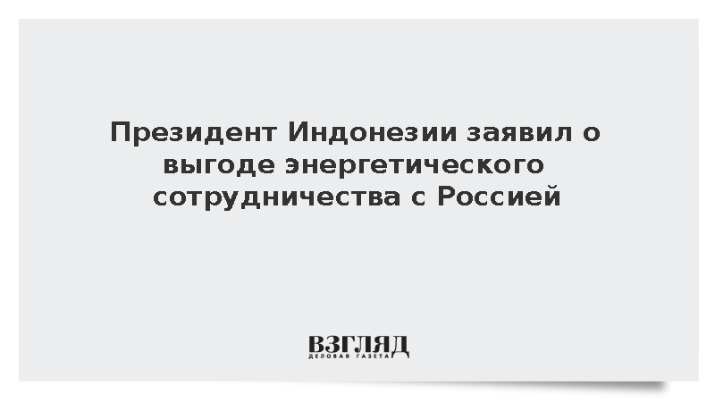 Президент Индонезии заявил о выгоде энергетического сотрудничества с Россией