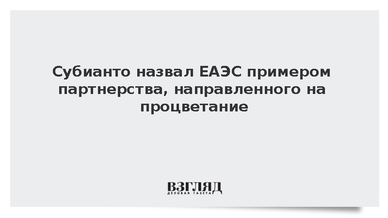 Субианто назвал ЕАЭС примером партнерства, направленного на процветание