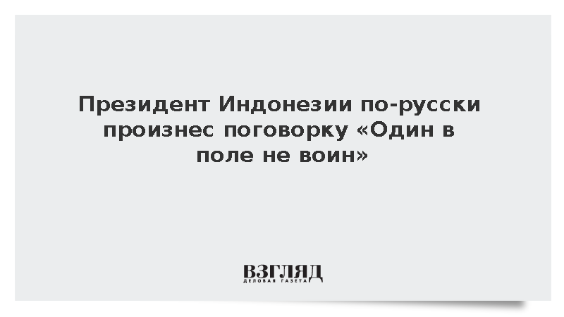 Президент Индонезии по-русски произнес поговорку «Один в поле не воин»