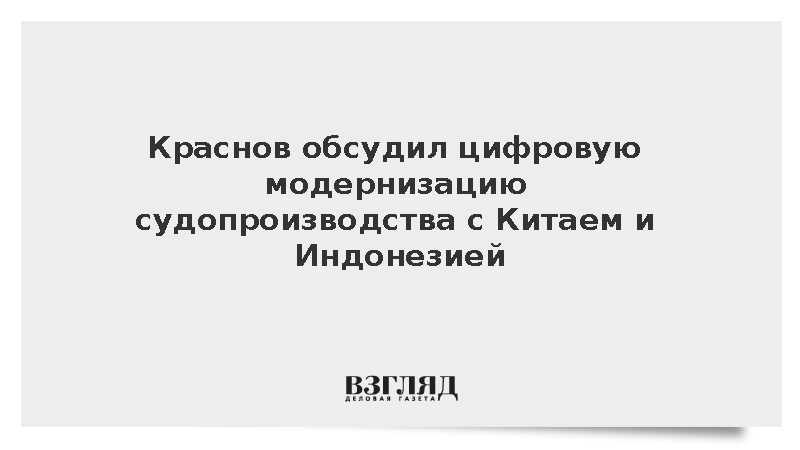 Краснов обсудил цифровую модернизацию судопроизводства с Китаем и Индонезией