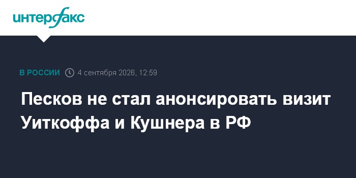 Песков не стал анонсировать визит Уиткоффа и Кушнера в РФ
