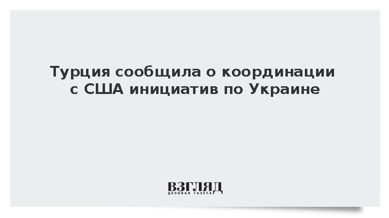 Турция сообщила о координации с США инициатив по Украине