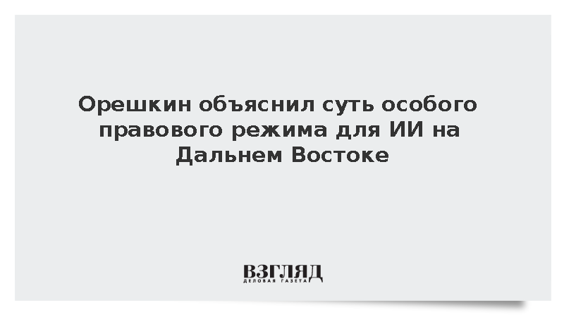 Орешкин объяснил суть особого правового режима для ИИ на Дальнем Востоке
