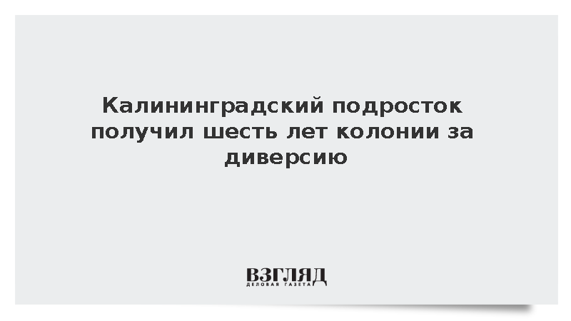 Калининградский подросток получил шесть лет колонии за диверсию
