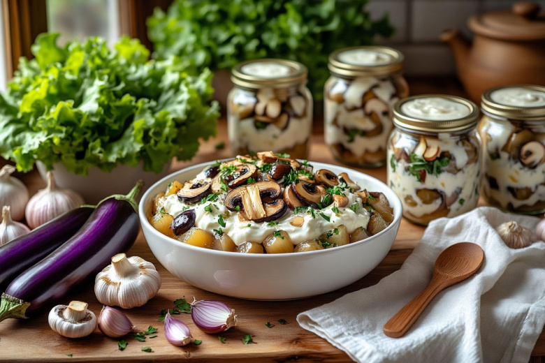 Зимний салат из баклажанов и грибов «Сказка» — катаю в майонезе, вкуснее соленых и маринованных