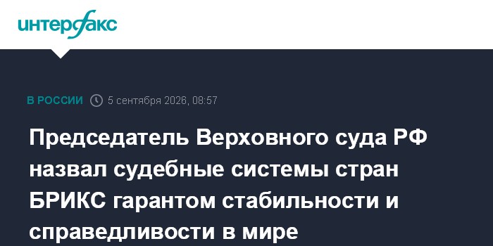 Председатель Верховного суда РФ назвал судебные системы стран БРИКС гарантом стабильности и справедливости в мире