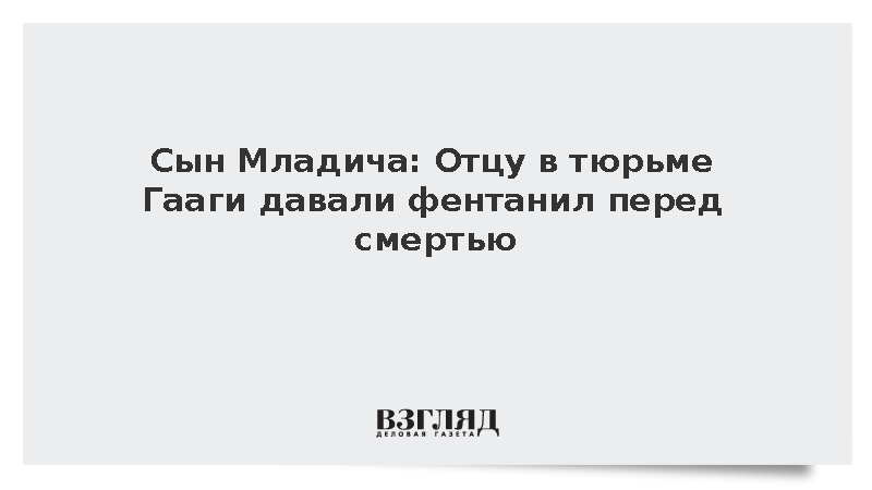 Дарко Младич сообщил о тайном применении фентанила к отцу в Гааге