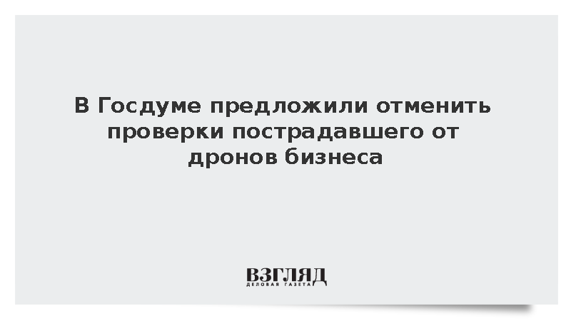 В Госдуме предложили отменить проверки пострадавшего от дронов бизнеса