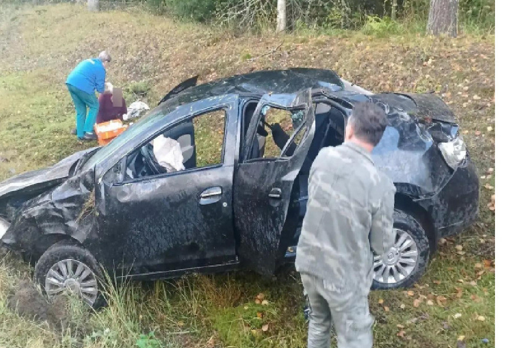 Рено перевернулся в Пудожском районе сегодня