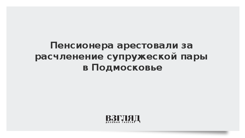 Пенсионера арестовали за расчленение супружеской пары в Подмосковье