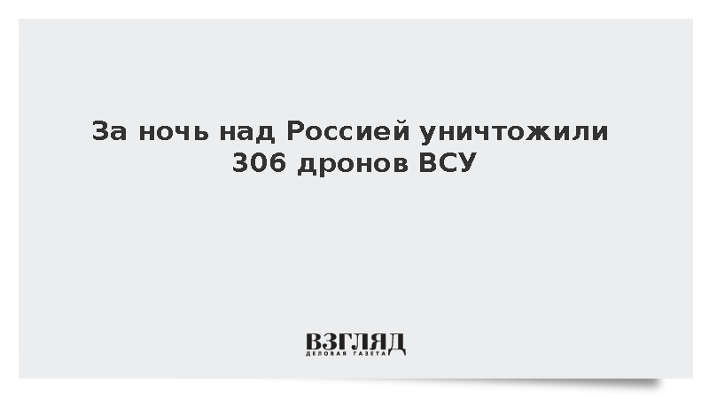 За ночь над Россией уничтожили 306 дронов ВСУ