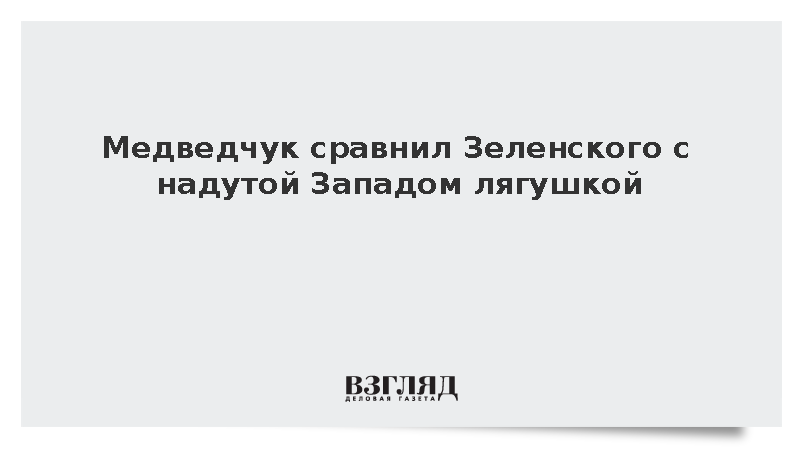 Медведчук сравнил Зеленского с надутой Западом лягушкой